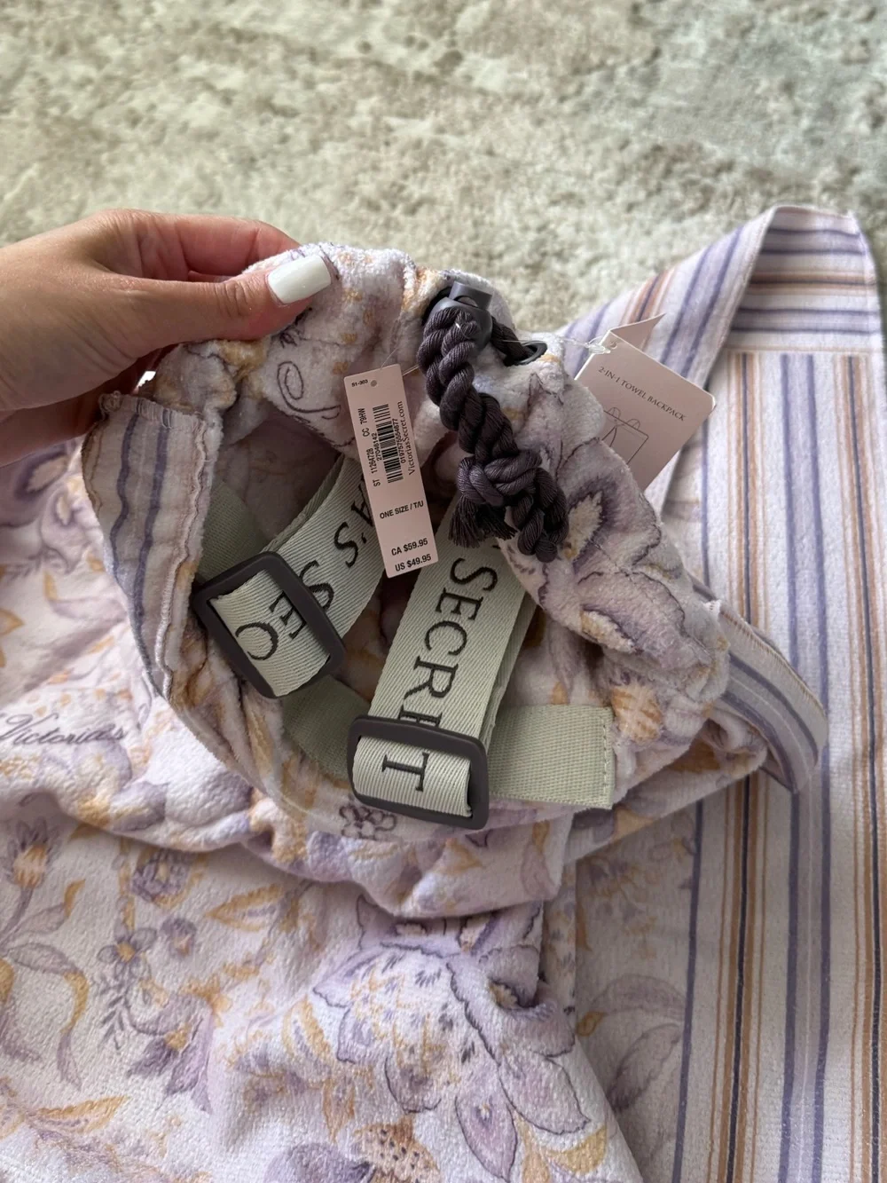 Victoria’s Secret Boho Floral Packable Backpack Beach Towel